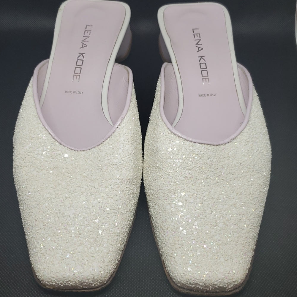 Vintage LENA KOOE Sparkle Encrusted BRIDAL Mule sz 39